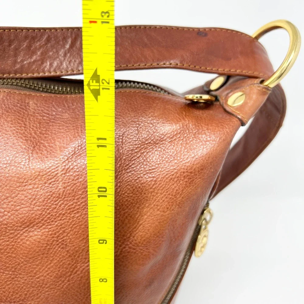 Marino Orlandi Brown Leather Backpack with Gold Hardware